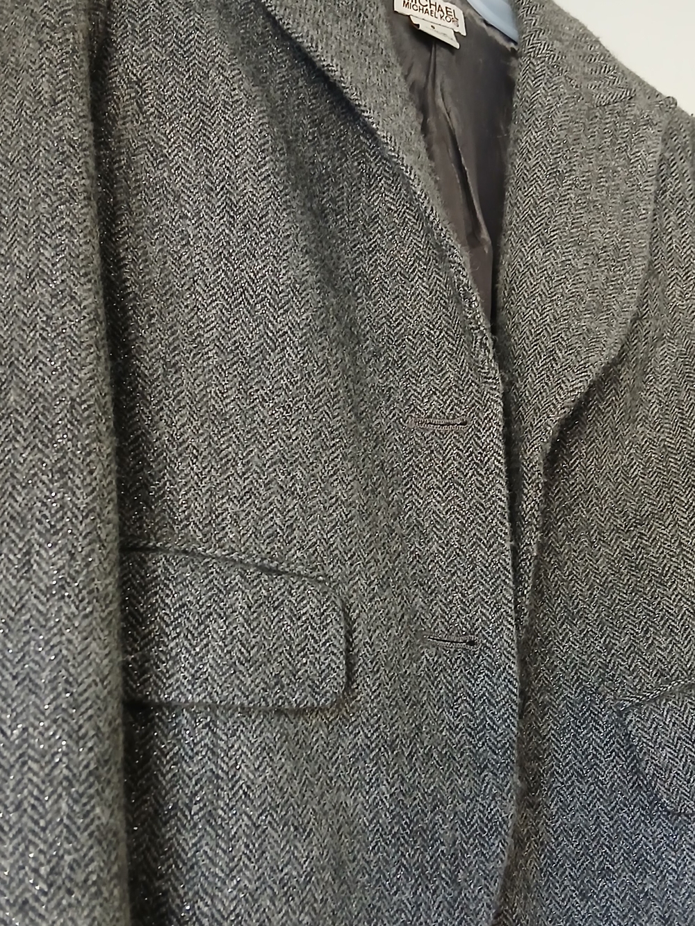 Michael Kors Gray Herringbone Tweed Blazer - Picture 6 of 6